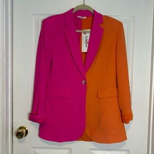 Geegee Women's Vibrant Pink and Orange Blazer
